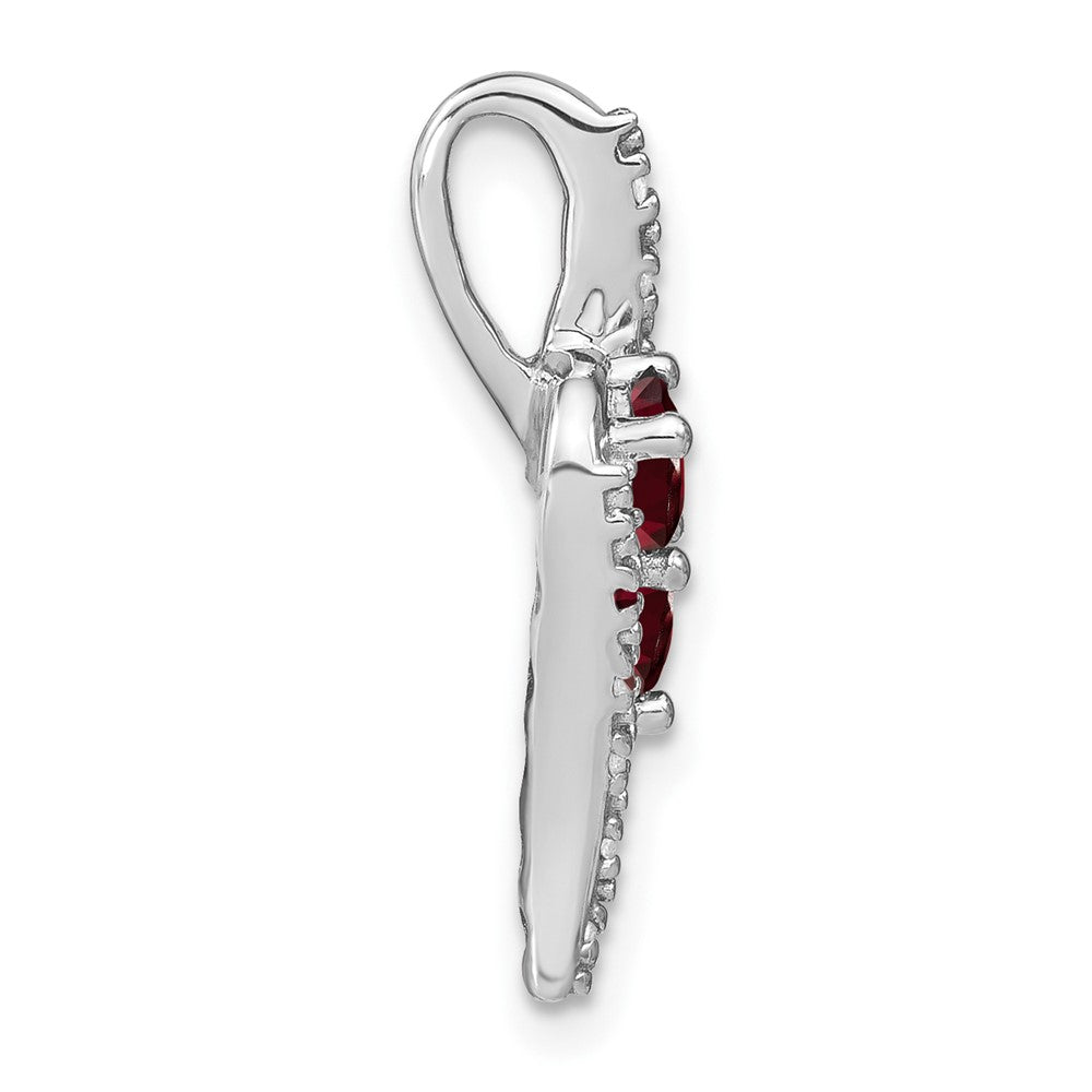 14K Weißgold Granat und Echt Diamant Kette Anhänger