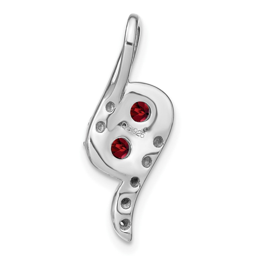 14K Weißgold Granat und Echt Diamant Kette Anhänger