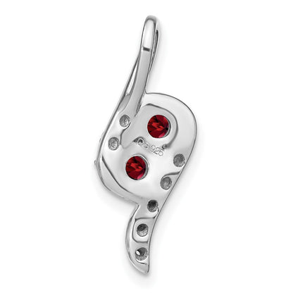 14K Weißgold Granat und Echt Diamant Kette Anhänger