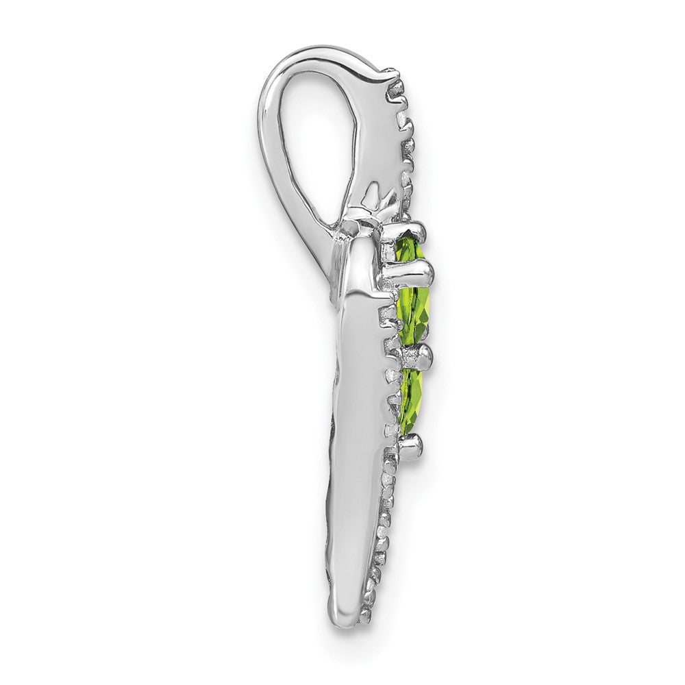 14K Weißgold Peridot und Echt Diamant Kette Anhänger