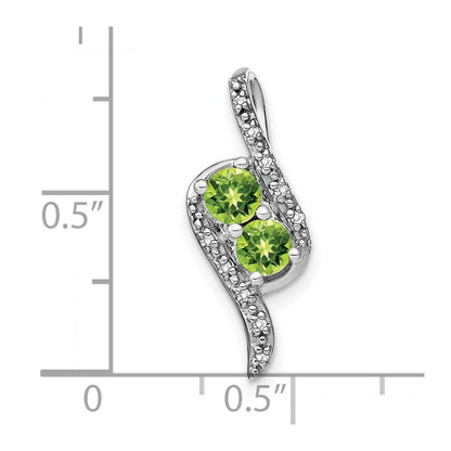 14K Weißgold Peridot und Echt Diamant Kette Anhänger