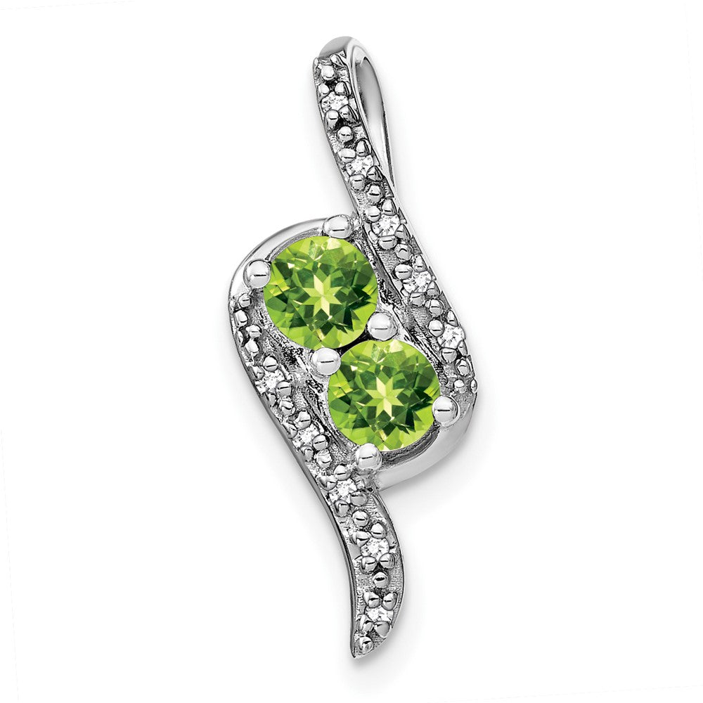 14K Weißgold Peridot und Echt Diamant Kette Anhänger