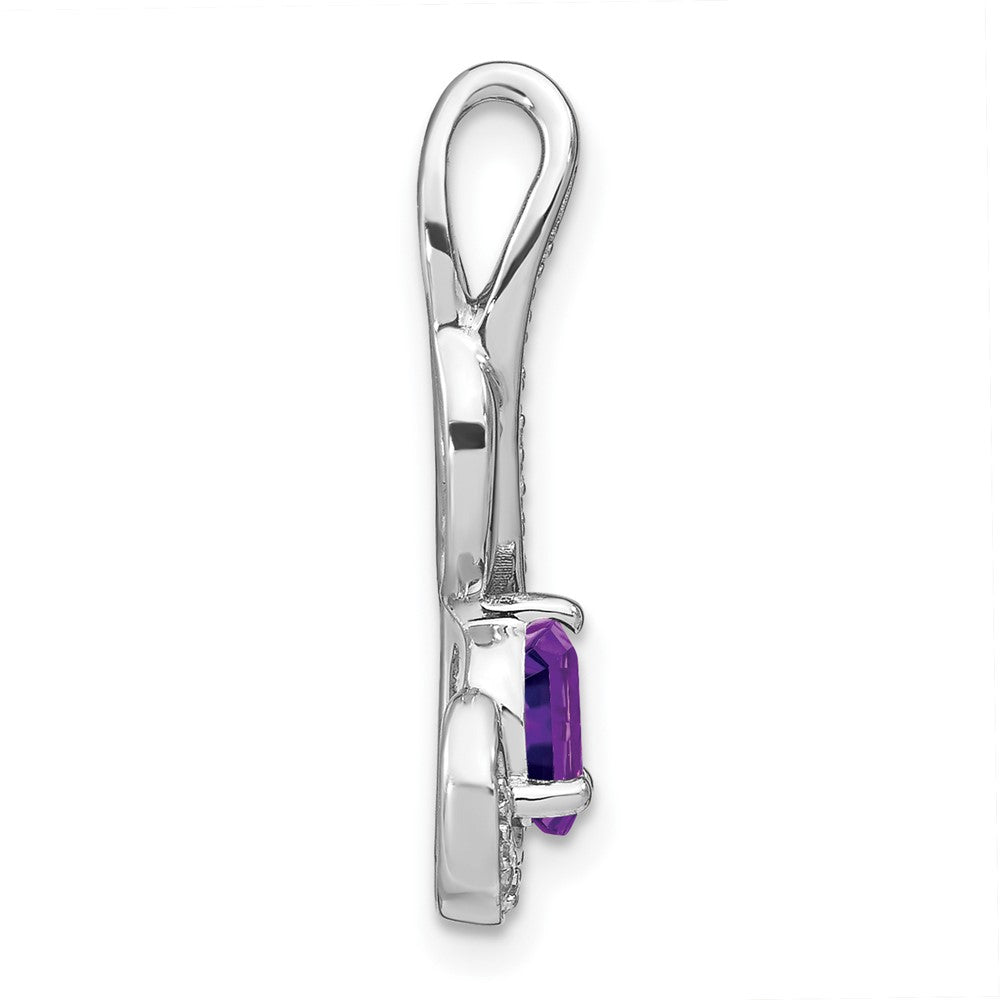14K Weißgold Amethyst und Echtdiamant Wirbel-Anhänger