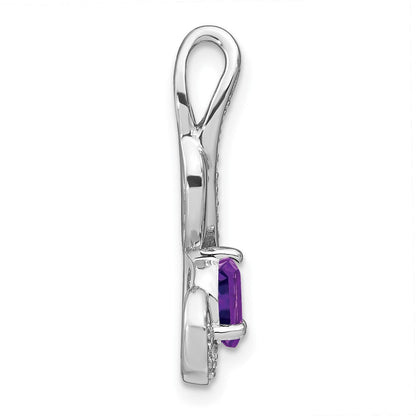 14K Weißgold Amethyst und Echtdiamant Wirbel-Anhänger