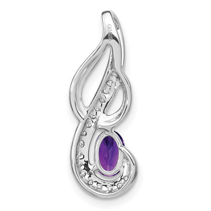 14K Weißgold Amethyst und Echtdiamant Wirbel-Anhänger