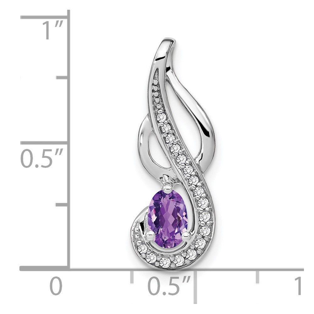 14K Weißgold Amethyst und Echtdiamant Wirbel-Anhänger