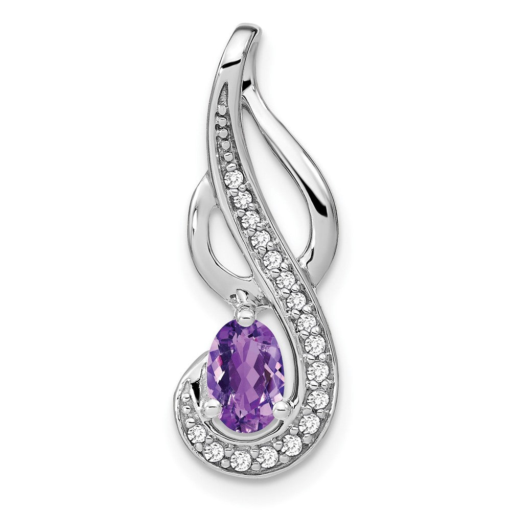 14K Weißgold Amethyst und Echtdiamant Wirbel-Anhänger