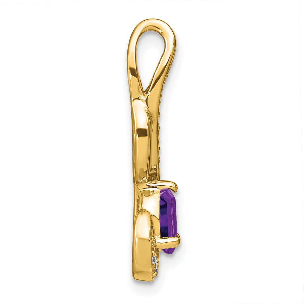 14K Gelbgold Amethyst- und Echt-Diamant-Wirbel-Anhänger