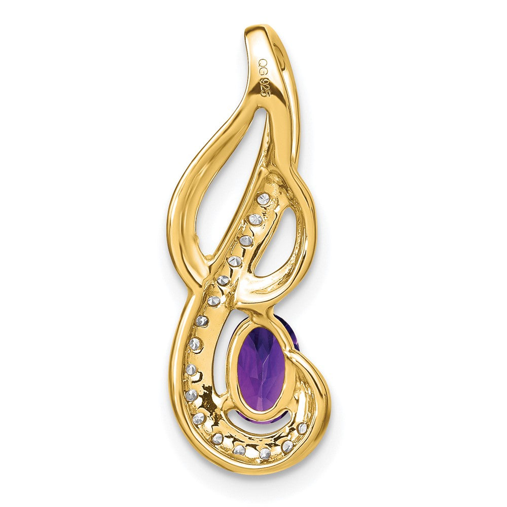14K Gelbgold Amethyst- und Echt-Diamant-Wirbel-Anhänger