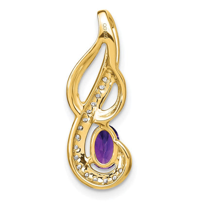 14K Gelbgold Amethyst- und Echt-Diamant-Wirbel-Anhänger