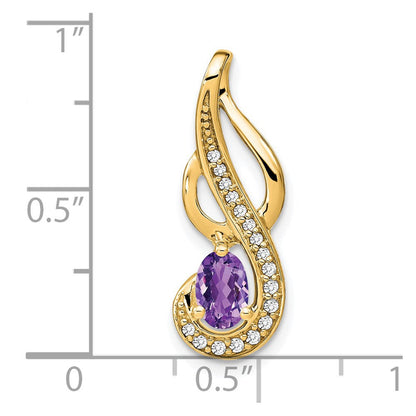 14K Gelbgold Amethyst- und Echt-Diamant-Wirbel-Anhänger