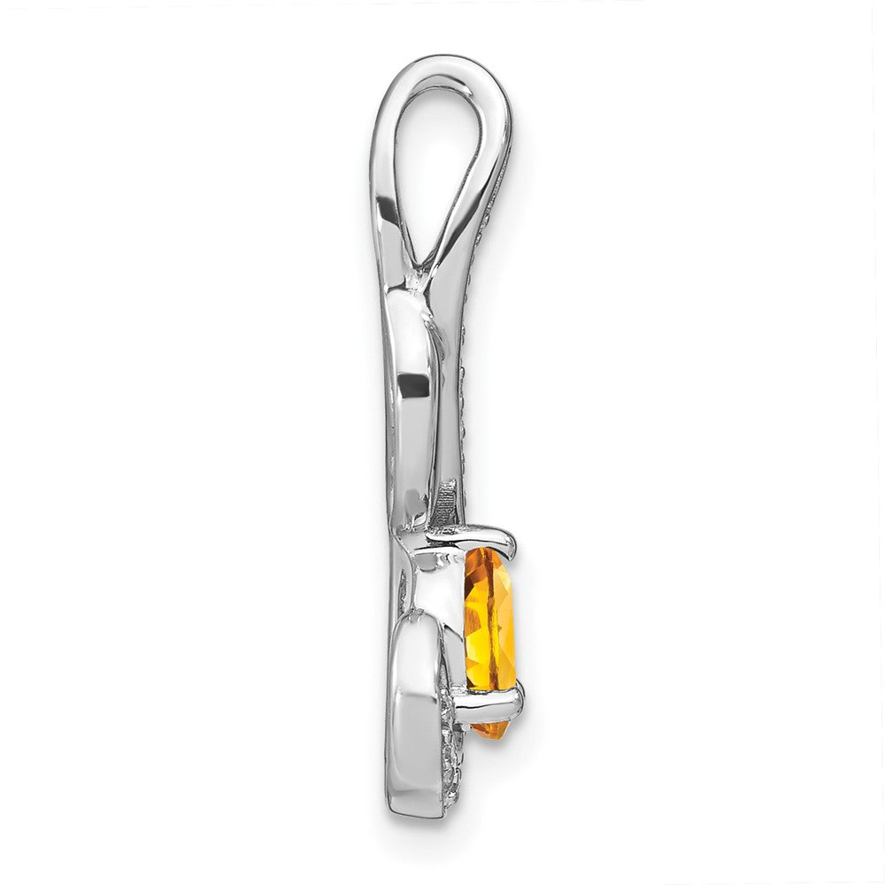 14 Karat Weißgold Citrin- und Echtdiamant-Wirbel-Anhänger