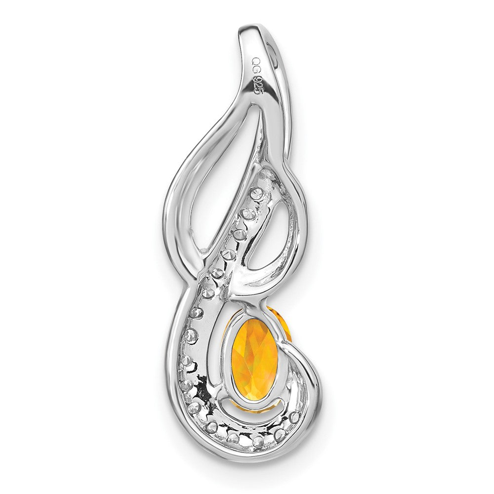 14 Karat Weißgold Citrin- und Echtdiamant-Wirbel-Anhänger