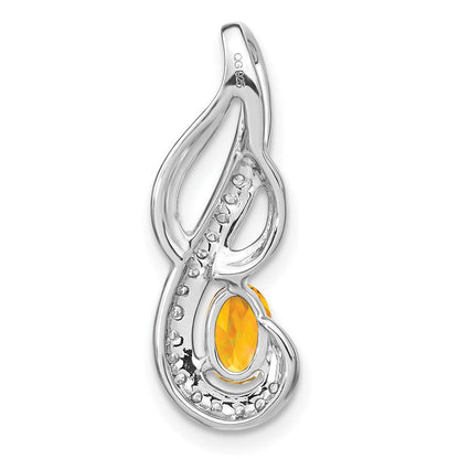 14 Karat Weißgold Citrin- und Echtdiamant-Wirbel-Anhänger