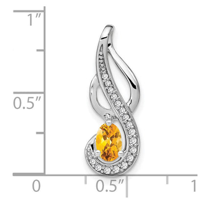 14 Karat Weißgold Citrin- und Echtdiamant-Wirbel-Anhänger