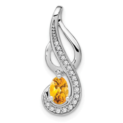 14 Karat Weißgold Citrin- und Echtdiamant-Wirbel-Anhänger