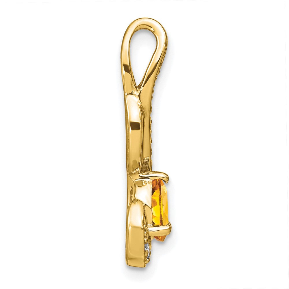 14K Gelbgold Citrin und Echtdiamant Wirbel-Anhänger