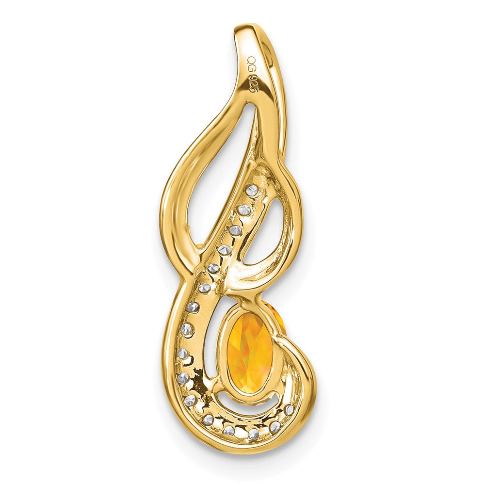 14K Gelbgold Citrin und Echtdiamant Wirbel-Anhänger