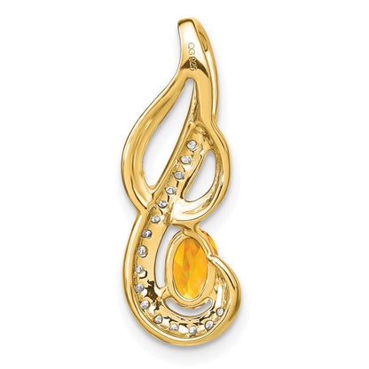 14K Gelbgold Citrin und Echtdiamant Wirbel-Anhänger