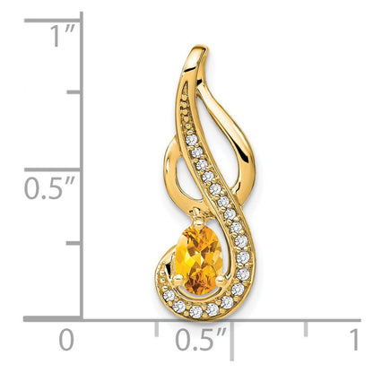 14K Gelbgold Citrin und Echtdiamant Wirbel-Anhänger