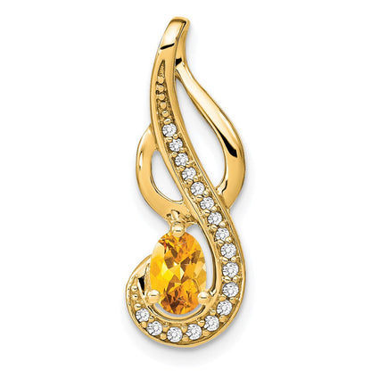 14K Gelbgold Citrin und Echtdiamant Wirbel-Anhänger