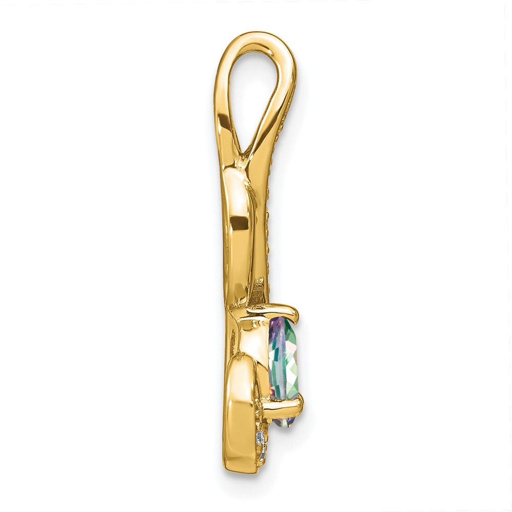 14K Gelbgold Anhänger mit Mystic-Fire-Topas und echten Diamanten, Wirbel-Design