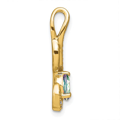 14K Gelbgold Anhänger mit Mystic-Fire-Topas und echten Diamanten, Wirbel-Design