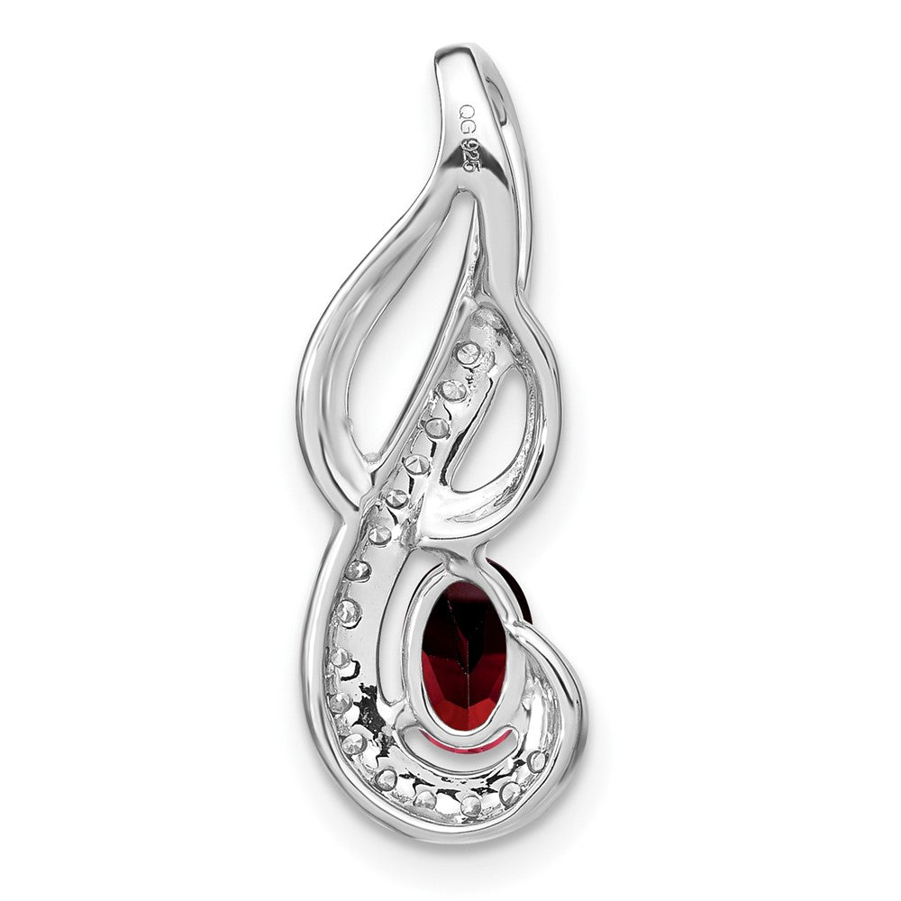 14K Weißgold Schwunganhänger mit Granat und echtem Diamant