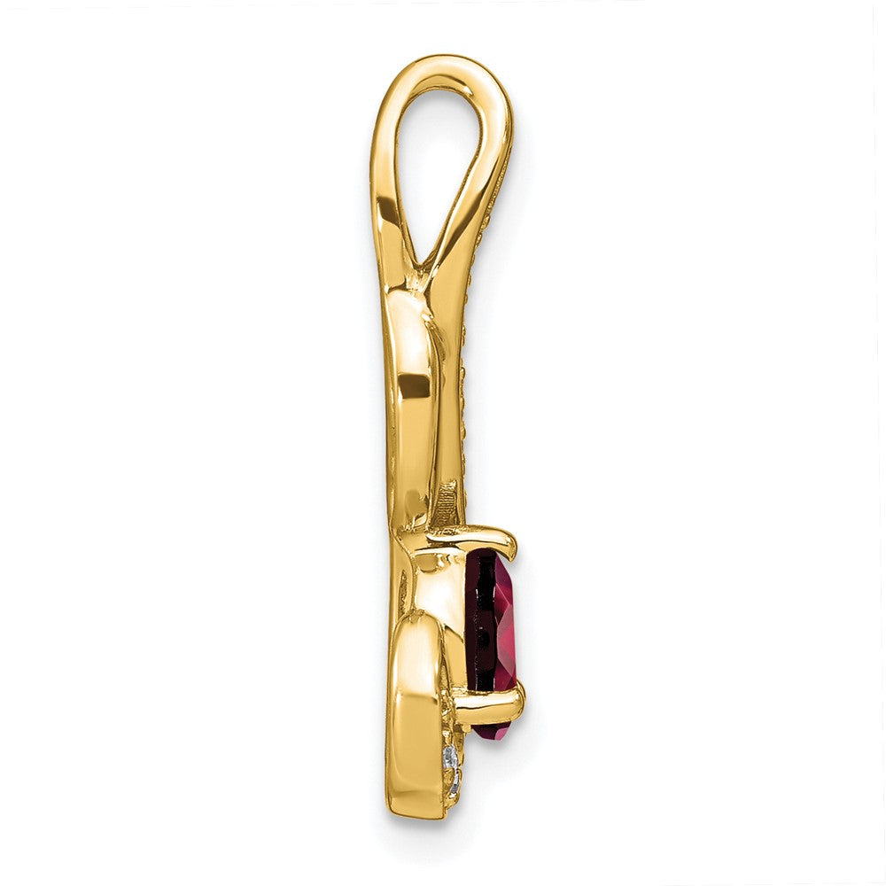 14K Gelbgold Granat- und Echt-Diamant-Wirbel-Anhänger