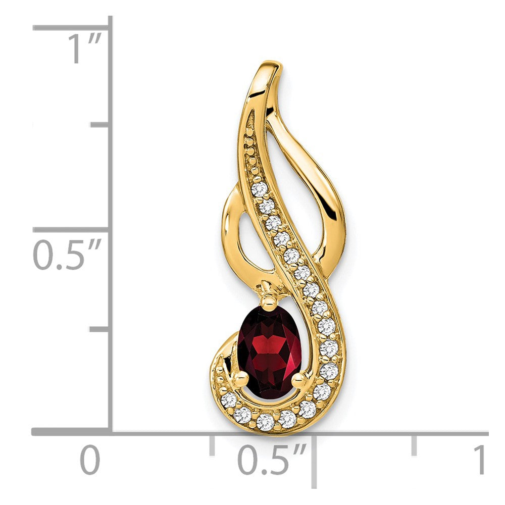 14K Gelbgold Granat- und Echt-Diamant-Wirbel-Anhänger