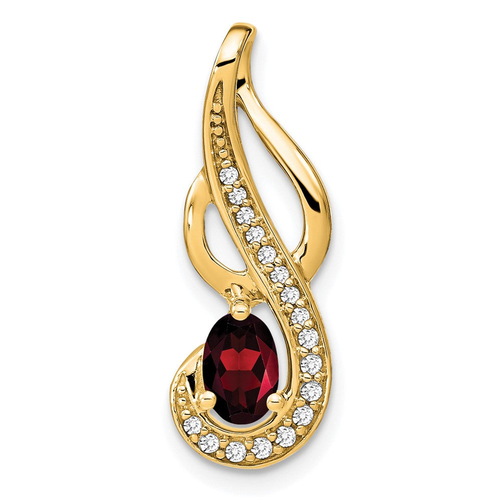 14K Gelbgold Granat- und Echt-Diamant-Wirbel-Anhänger