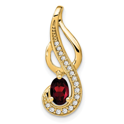 14K Gelbgold Granat- und Echt-Diamant-Wirbel-Anhänger