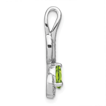 14K Weißgold Peridot- und Echtdiamant-Wirbel-Anhänger