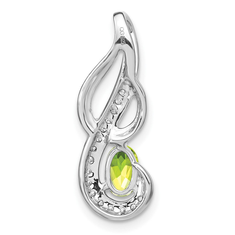 14K Weißgold Peridot- und Echtdiamant-Wirbel-Anhänger