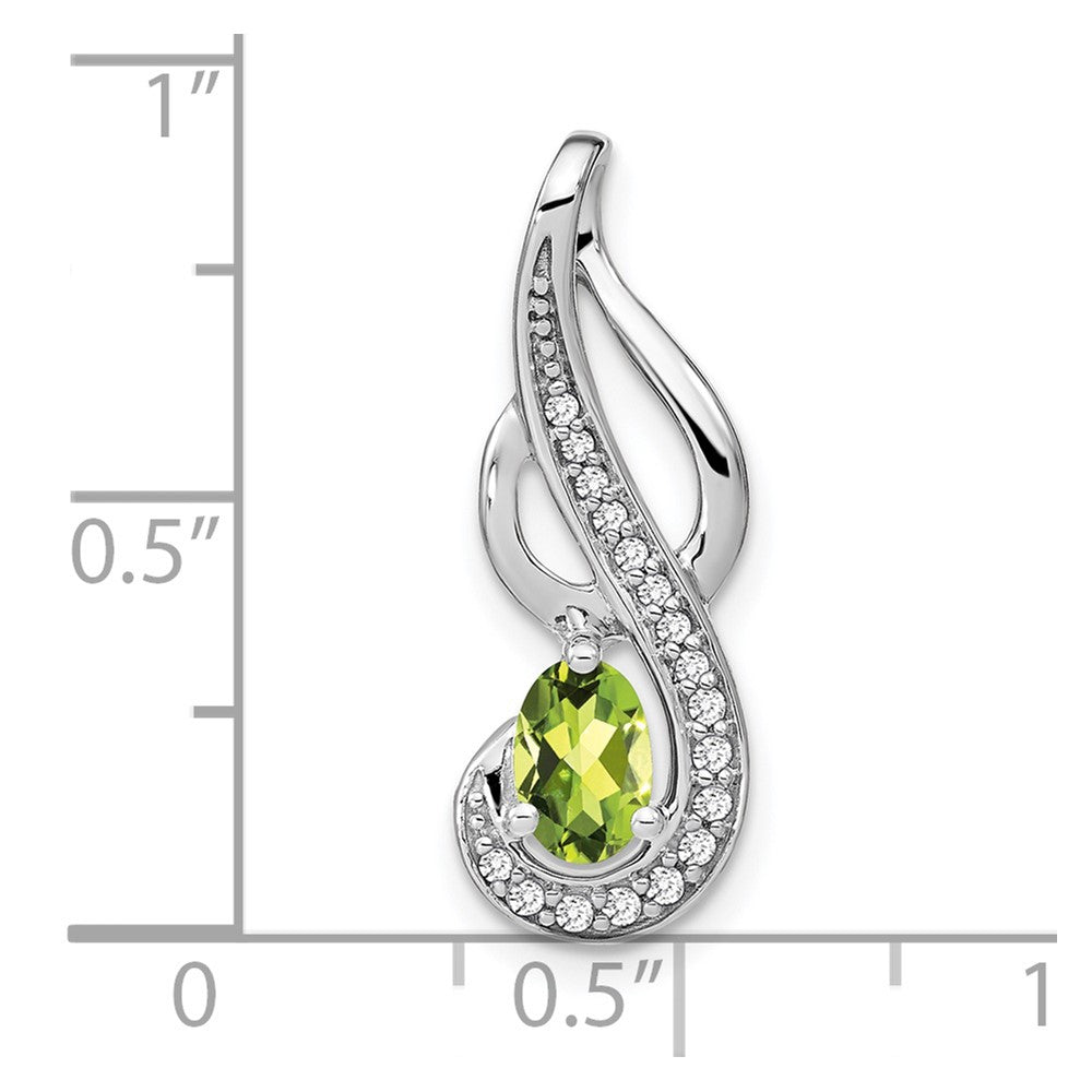 14K Weißgold Peridot- und Echtdiamant-Wirbel-Anhänger