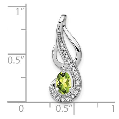 14K Weißgold Peridot- und Echtdiamant-Wirbel-Anhänger