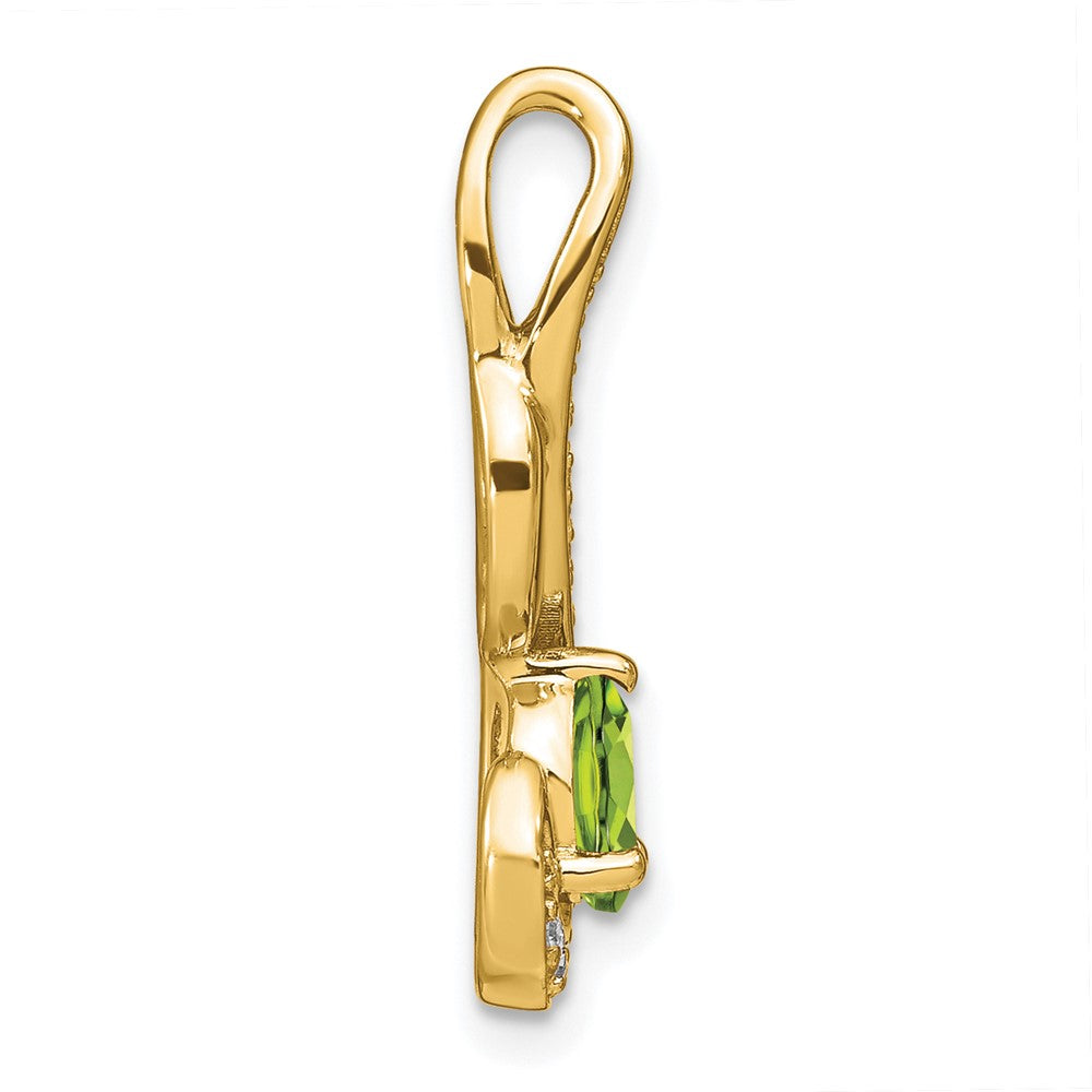 14K Gelbgold Peridot- und Echtdiamant-Wirbel-Anhänger