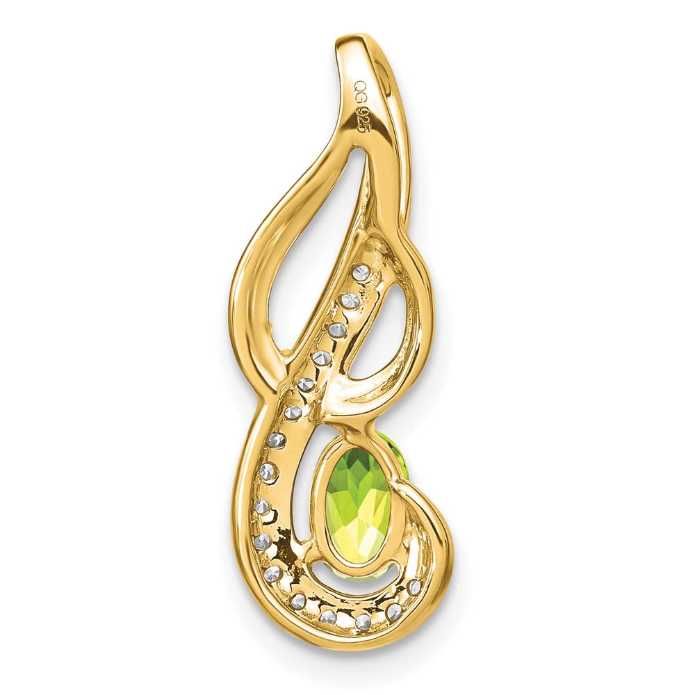 14K Gelbgold Peridot- und Echtdiamant-Wirbel-Anhänger