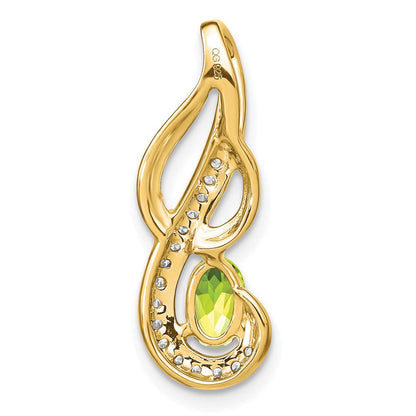 14K Gelbgold Peridot- und Echtdiamant-Wirbel-Anhänger