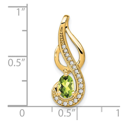 14K Gelbgold Peridot- und Echtdiamant-Wirbel-Anhänger
