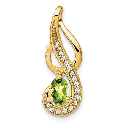 14K Gelbgold Peridot- und Echtdiamant-Wirbel-Anhänger