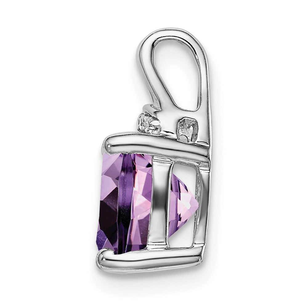 14K Weißgold Kissen-Amethyst-Anhänger mit echten Diamanten