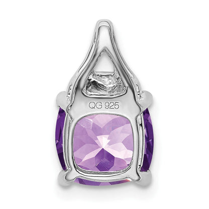 14K Weißgold Kissen-Amethyst-Anhänger mit echten Diamanten