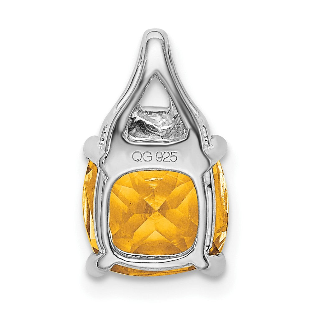 14K Weißgold Anhänger mit Citrin im Kissenschliff und echten Diamanten