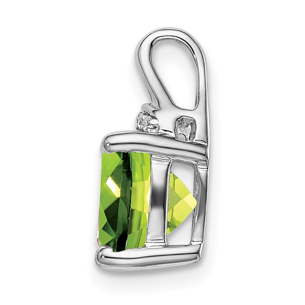14K Weißgold Kissenschliff-Peridot- und Echt-Diamant-Anhänger