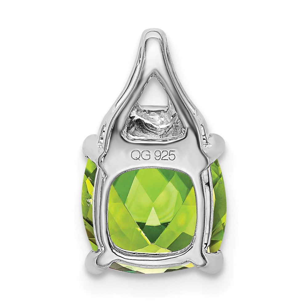 14K Weißgold Kissenschliff-Peridot- und Echt-Diamant-Anhänger