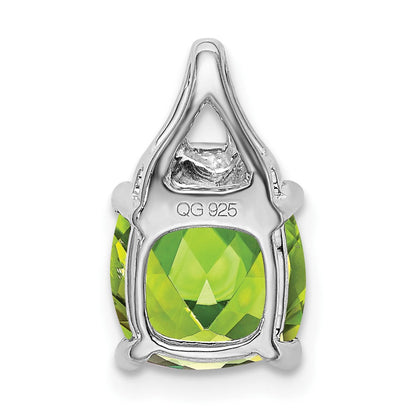 14K Weißgold Kissenschliff-Peridot- und Echt-Diamant-Anhänger