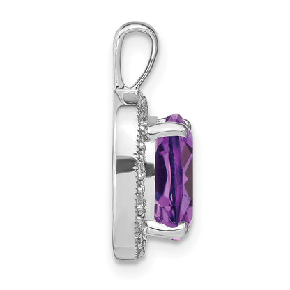 14K Weißgold Anhänger mit Amethyst im Kissenschliff und echten Diamanten