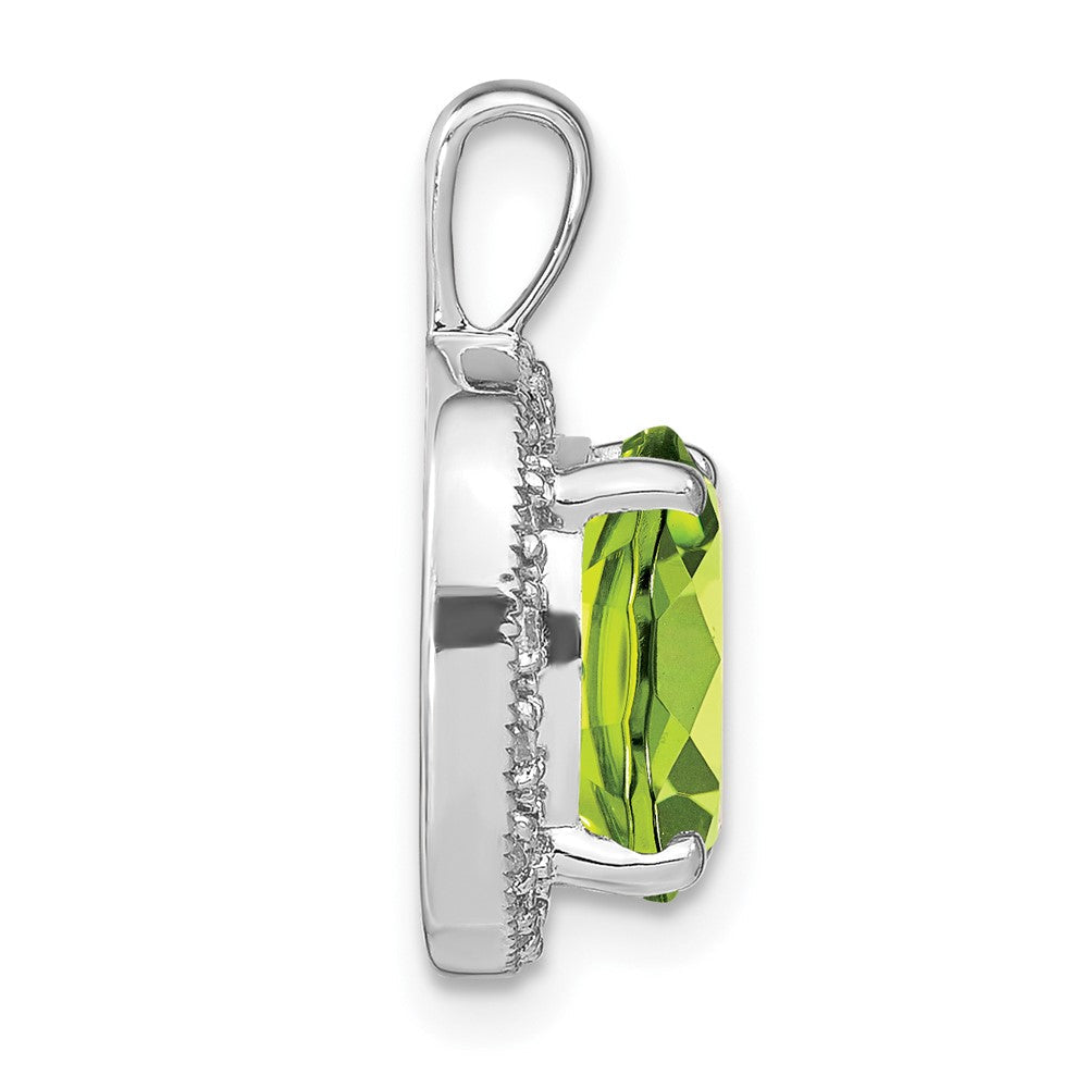 14K Weißgold Anhänger mit Kissenschliff-Peridot und echtem Diamant