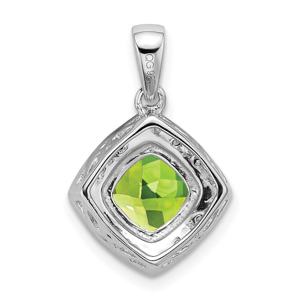 14K Weißgold Anhänger mit Kissenschliff-Peridot und echten Diamanten